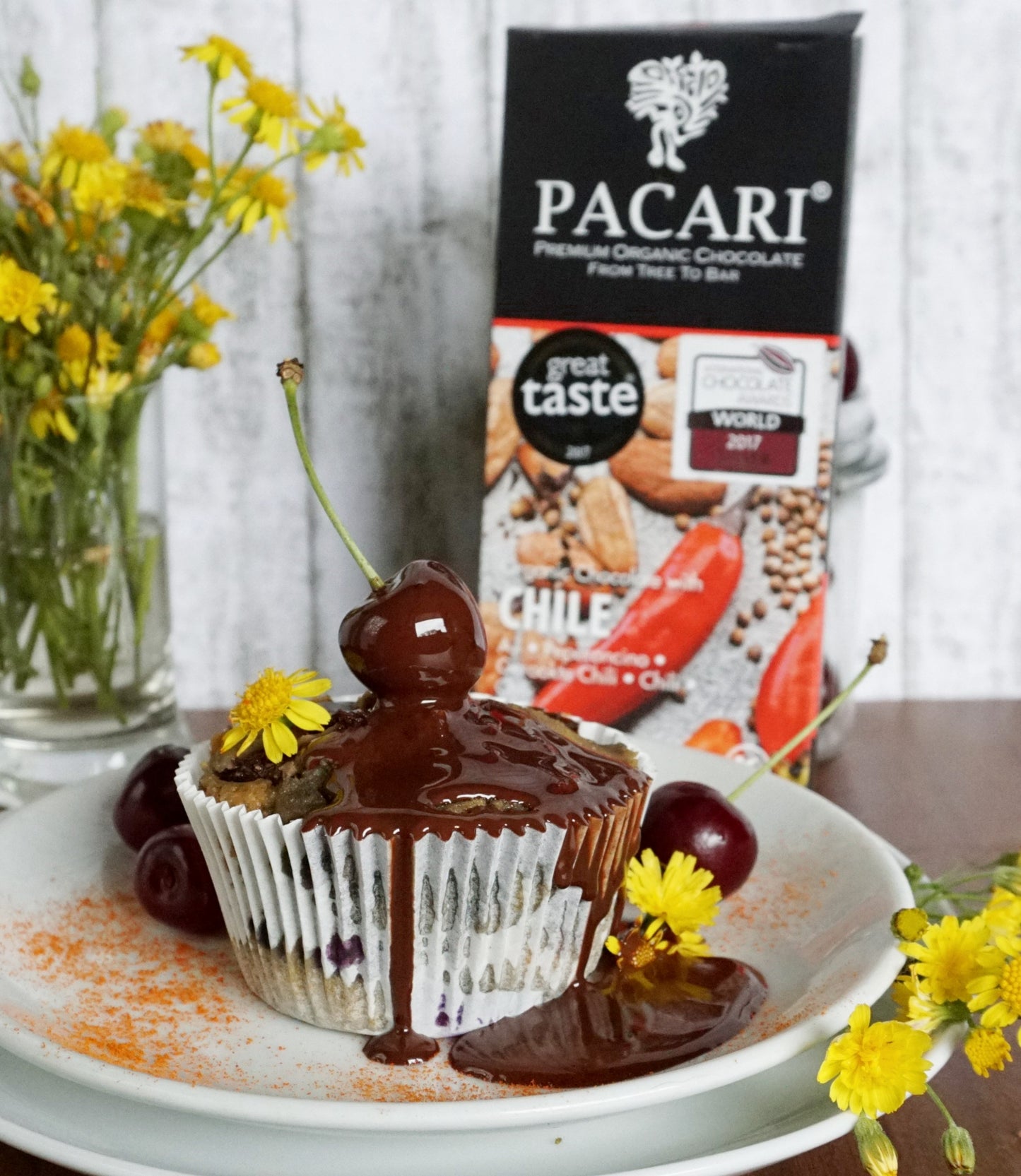 Organic chocolate with Chilli Peppers / Marina's Chili Chocolate & Cherry Muffin Delight