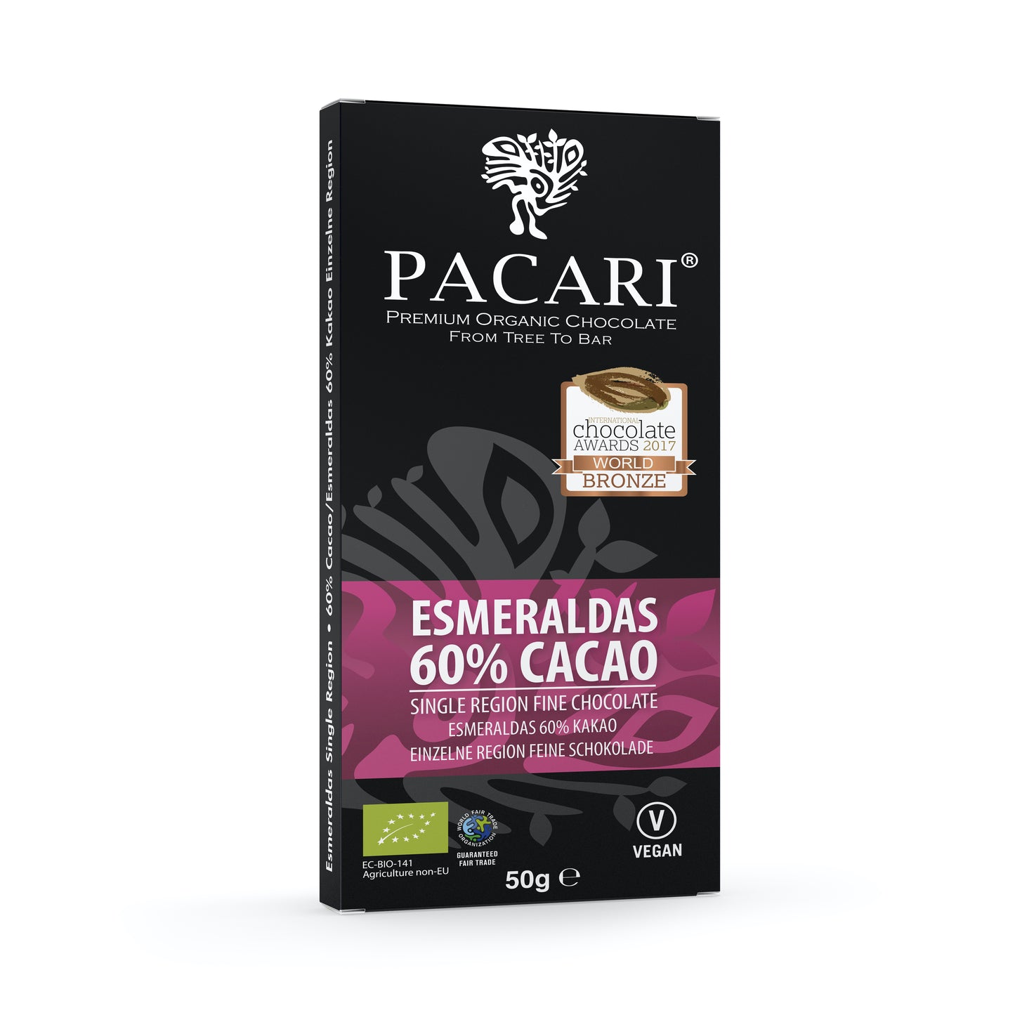 Esmeraldas, single origin chocolate bar, organic, vegan, fair trade, palm oil free, soy free, gluten free, kosher.