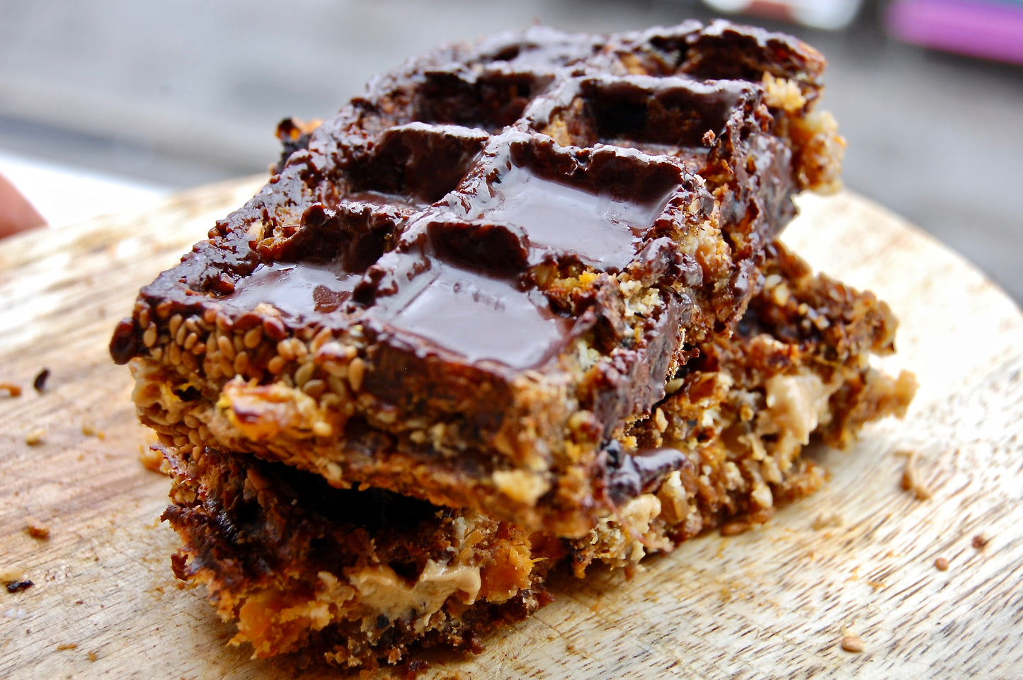 Kate's Chocolate Sweet Potato & Peanut Butter Waffle Toastie